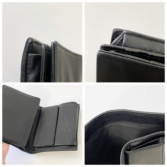 Prada black nylon triangle logo medium double bifold wallet unisex - Picture 4 of 11
